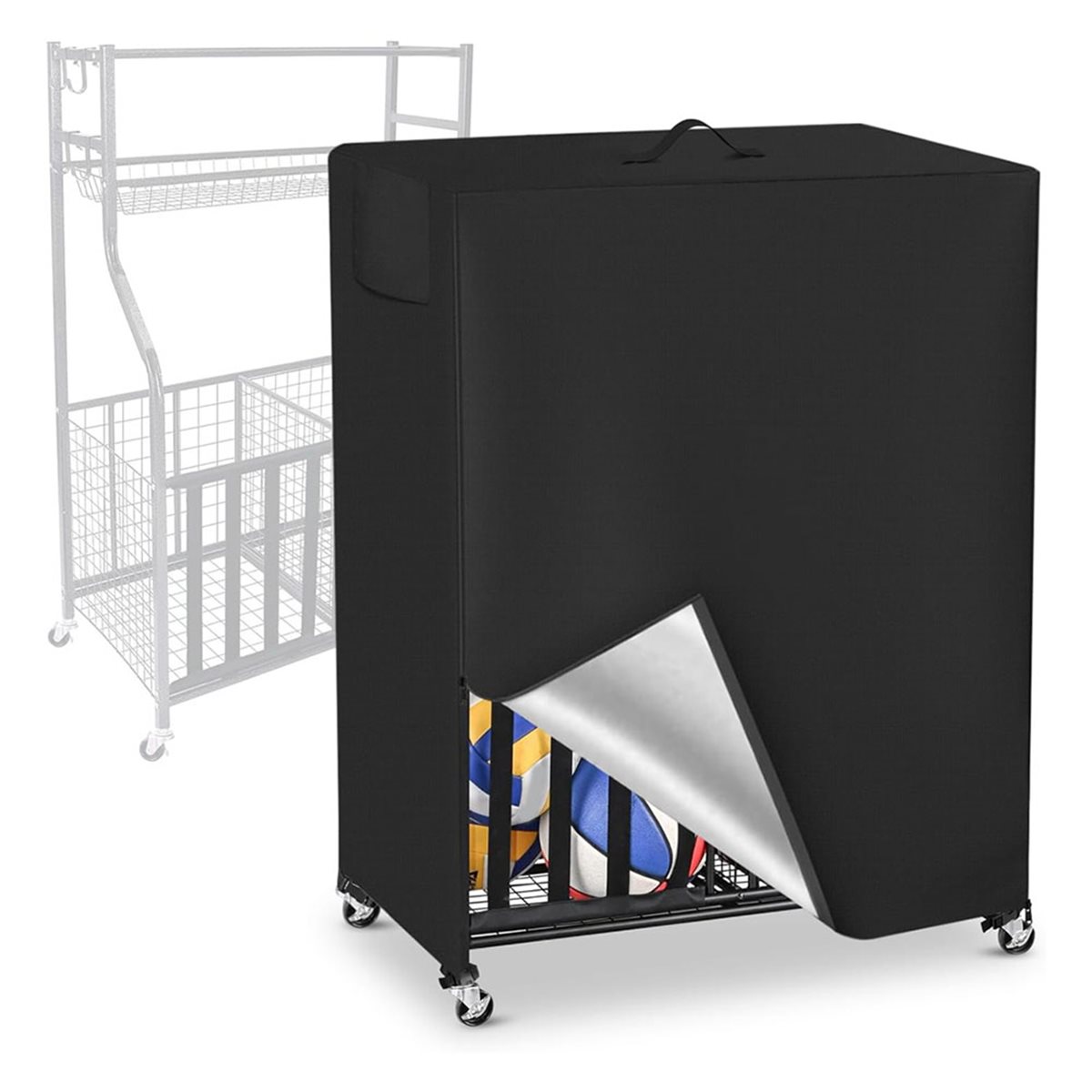 Sports Equipment Garage Organizer - バスケットボールラックカバー ガレージ スポーツ用品オーガナイザーカバー ボール収納ラック用 防水・防塵バッグ