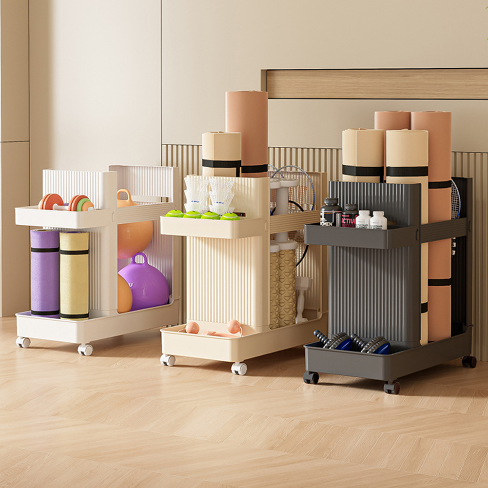 Sports Equipment Holder - 車輪付きジム機器ホルダー フィットネス機器収納ラック ヨガマット収納ラック フィットネス機器スポーツツールオーガナイザー