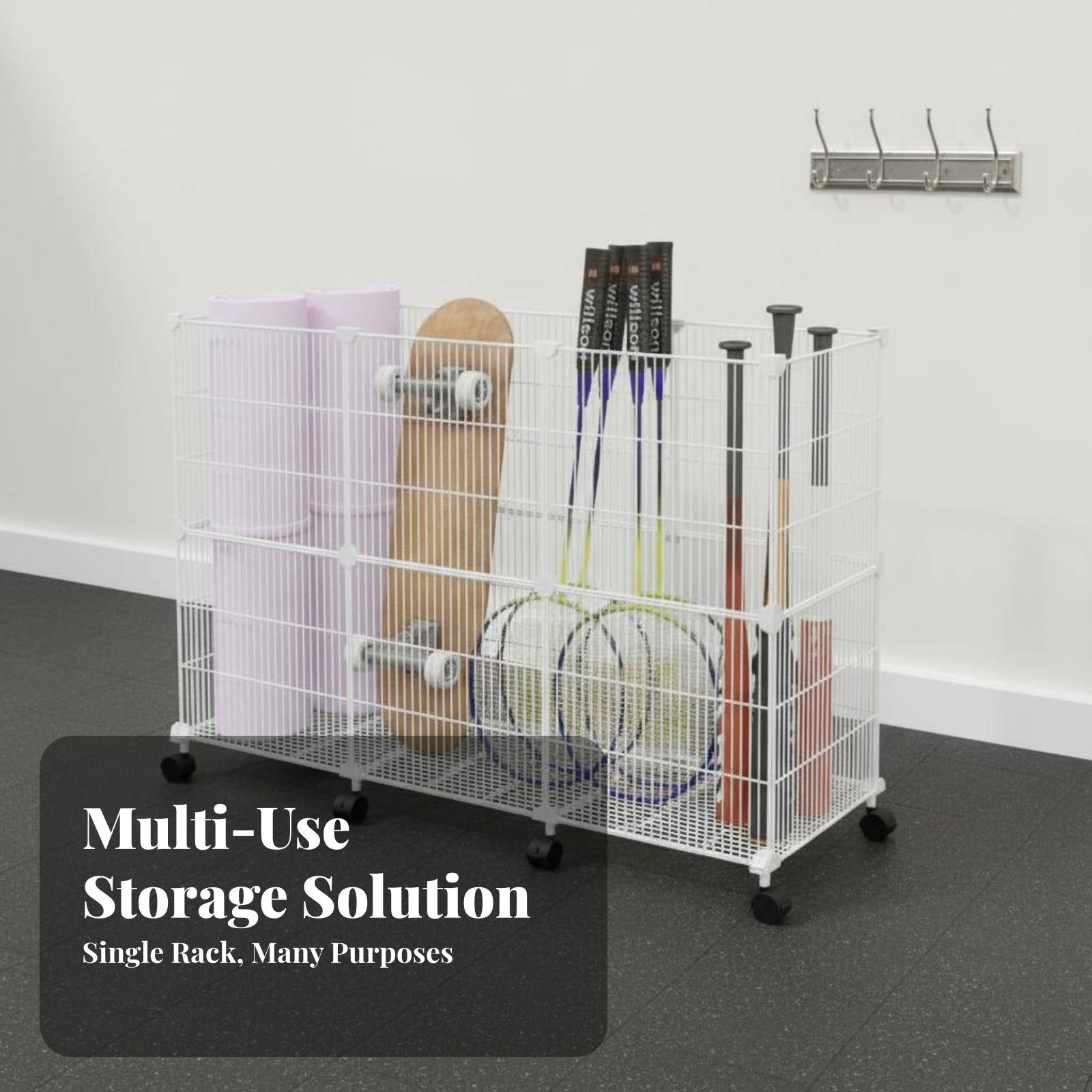 Sports Equipment Garage Organizer - スポーツ用品収納カート 頑丈なスポーツギアオーガナイザーラック 球形収納ビン 簡単に届く設計 ガレージ整理整頓