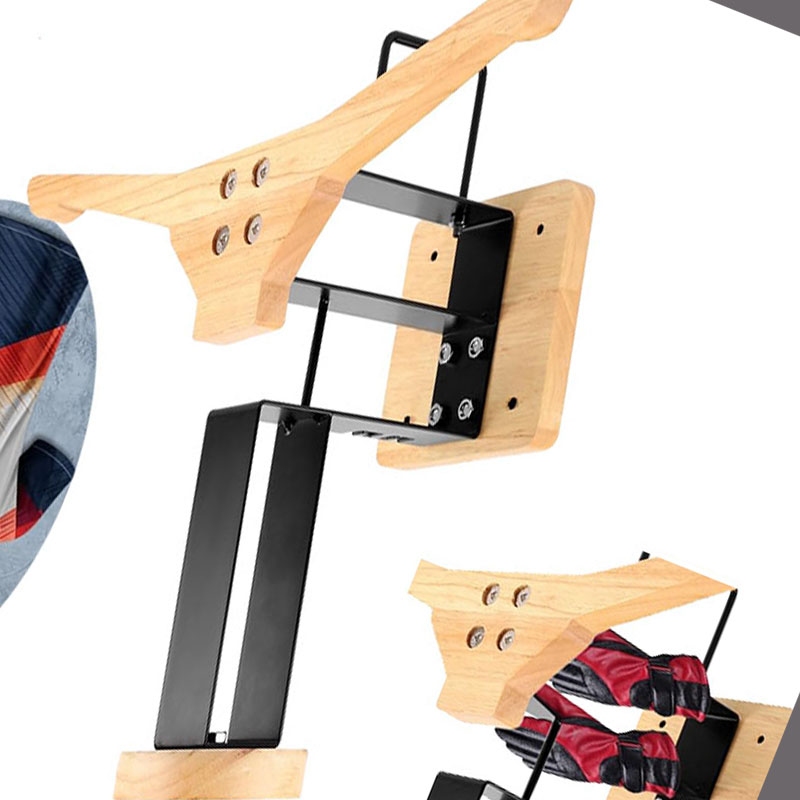 木製オートバイヘルメットホルダー壁掛けフックディスプレイラッ - Sports Equipment Holder のレビューと価格