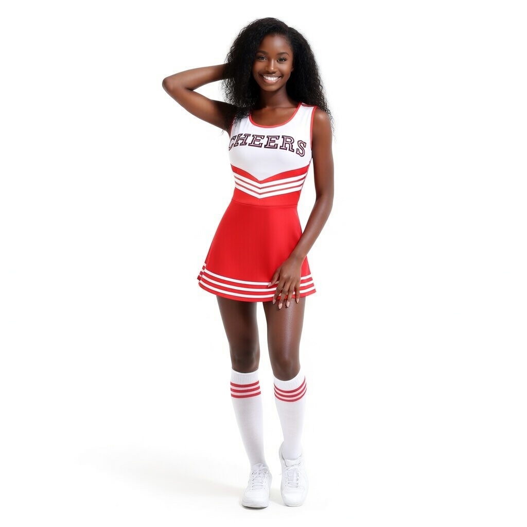 ポンポン付きノースリーブチアリーダーユニフォームドレス、スポ - Cheerleading Pom Pom のレビューと価格