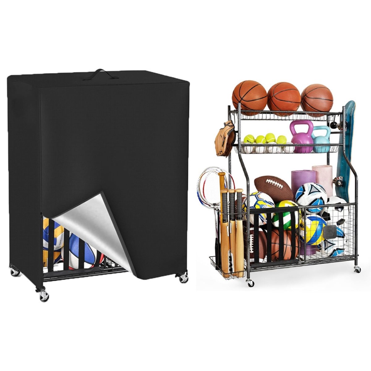 バスケットボールラックカバー ガレージ スポーツ用品オーガナ - Sports Equipment Garage Organizer のレビューと価格