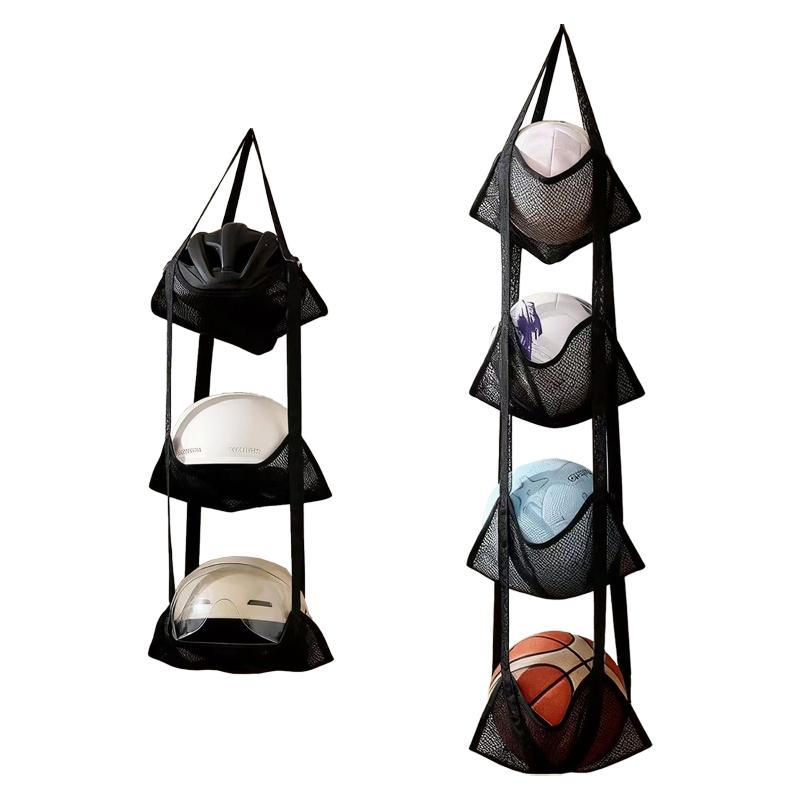 新しい壁掛けボール収納バッグメッシュポケットオーガナイザーバ - Sports Equipment Garage Organizer のレビューと価格
