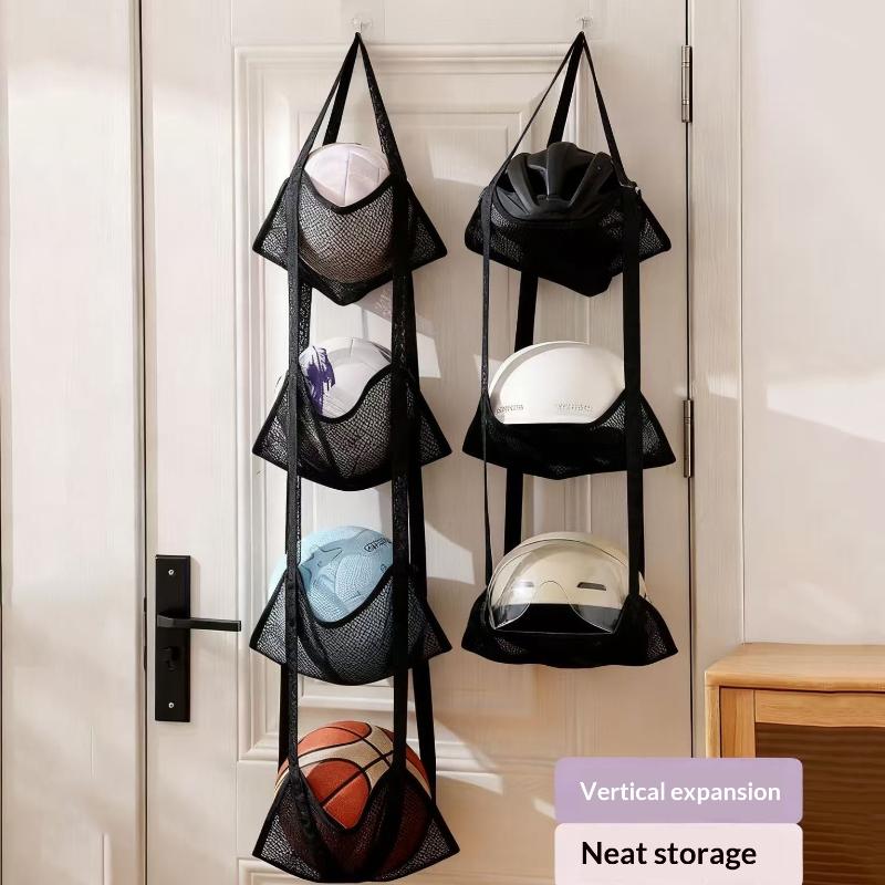 新しい壁掛けボール収納バッグメッシュポケットオーガナイザーバ - Sports Equipment Garage Organizer のレビューと価格