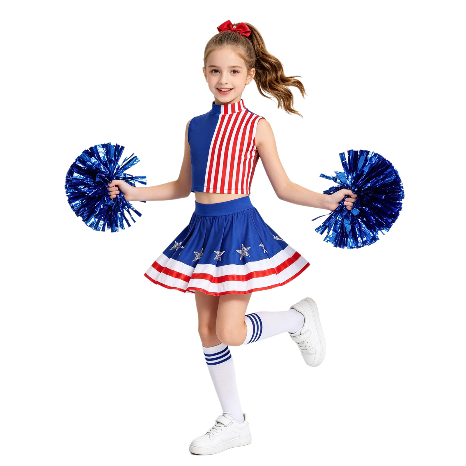キッズガールズチアリーディング衣装独立記念日コスチュームスト - Cheerleading Pom Pom のレビューと価格