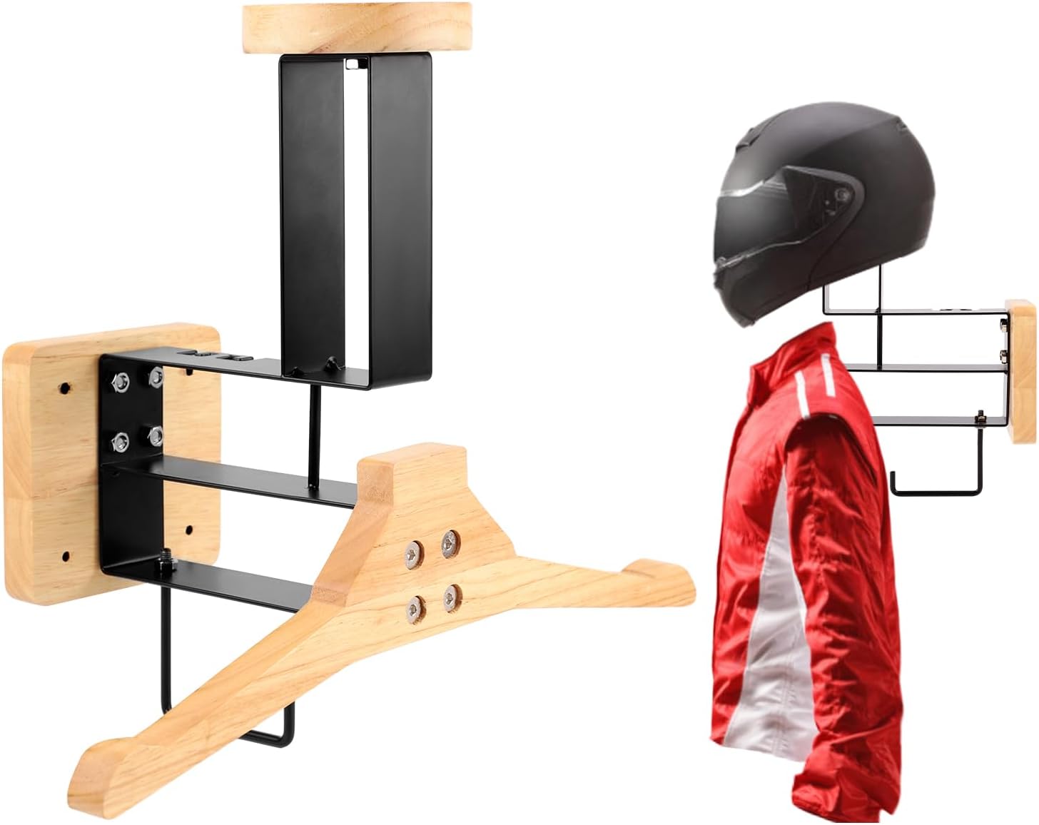 ​ オートバイヘルメットホルダー壁掛け木製ハンガーフックヘル - Sports Equipment Holder のレビューと価格