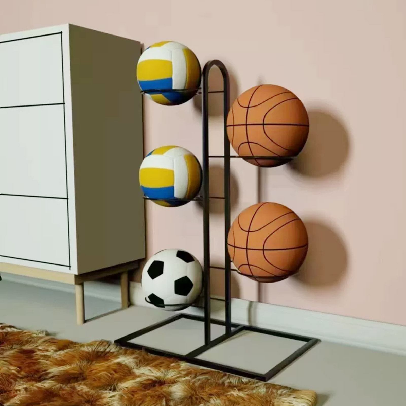 折りたたみ式バスケットボールラック多層収納オーガナイザーバス - Sports Equipment Garage Organizer のレビューと価格
