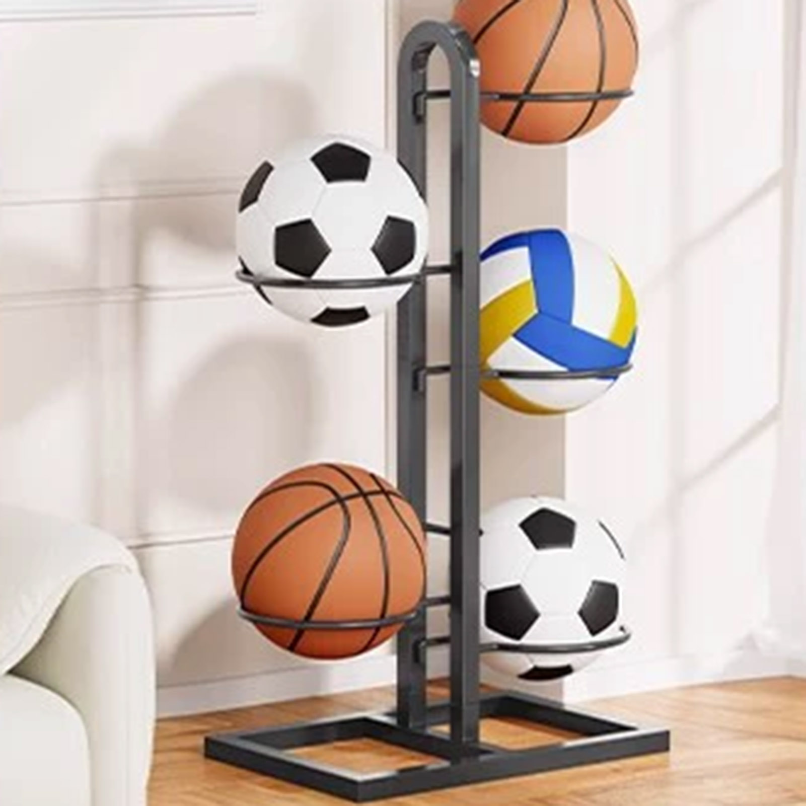 折りたたみ式バスケットボールラック多層収納オーガナイザーバス - Sports Equipment Garage Organizer のレビューと価格