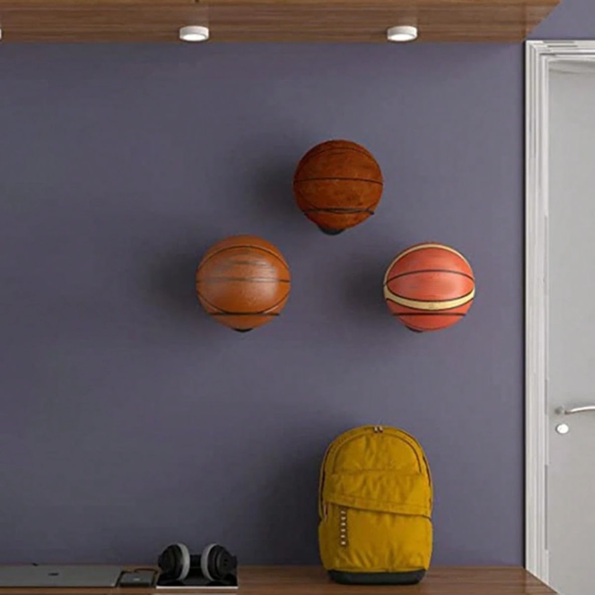 省スペース壁掛けバスケットボールディスプレイスタンド - ホ - Sports Equipment Holder のレビューと価格