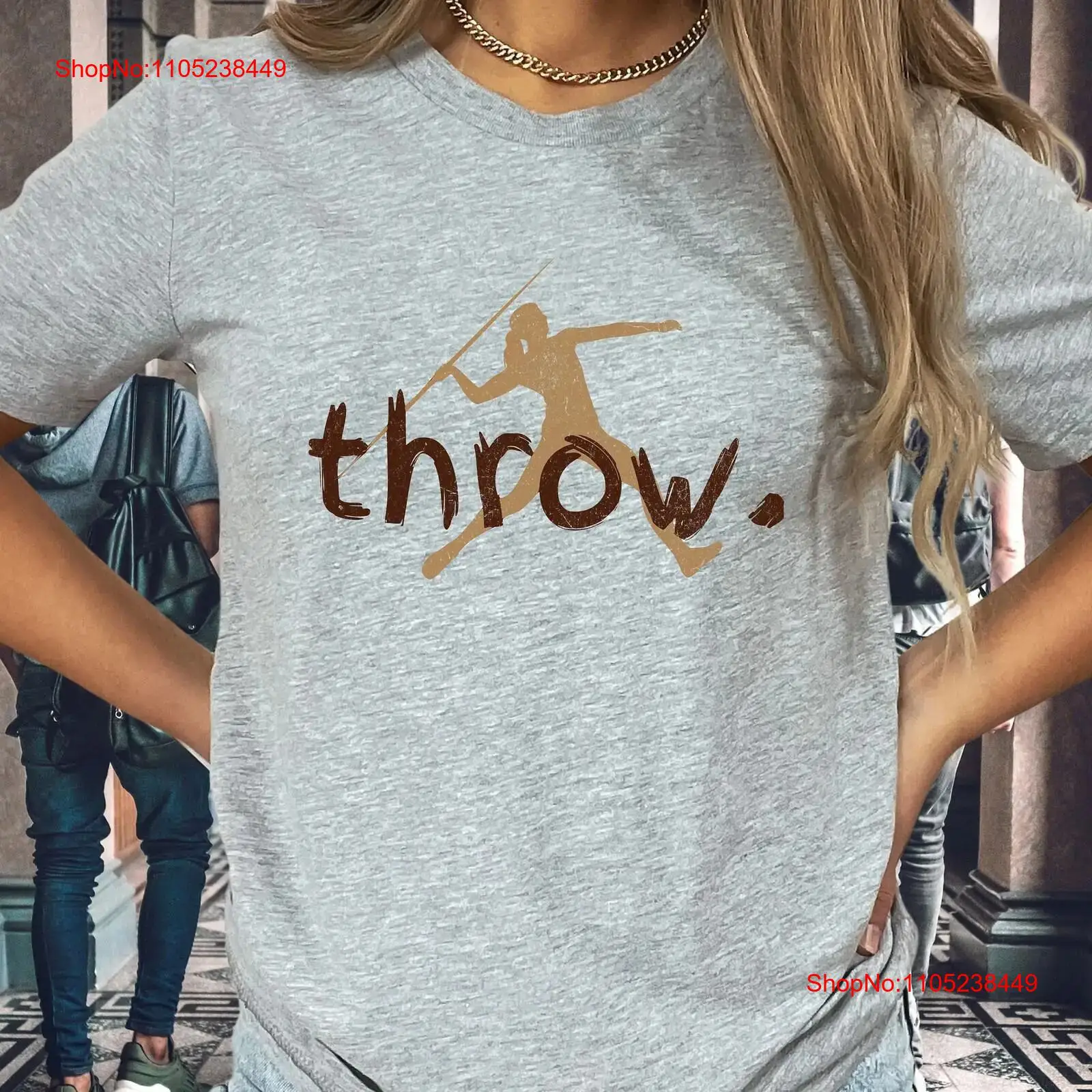 ディストレスト加工のやり投げ選手Tシャツ、陸上競技用、女性用 - Javelin Throwing のレビューと価格