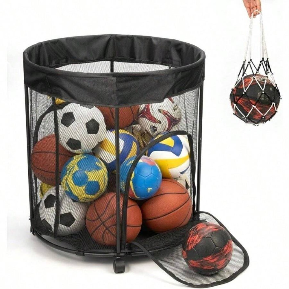 51.36ガロンのボール収納カート（車輪付き）、バスケットボ - Sports Equipment Garage Organizer のレビューと価格