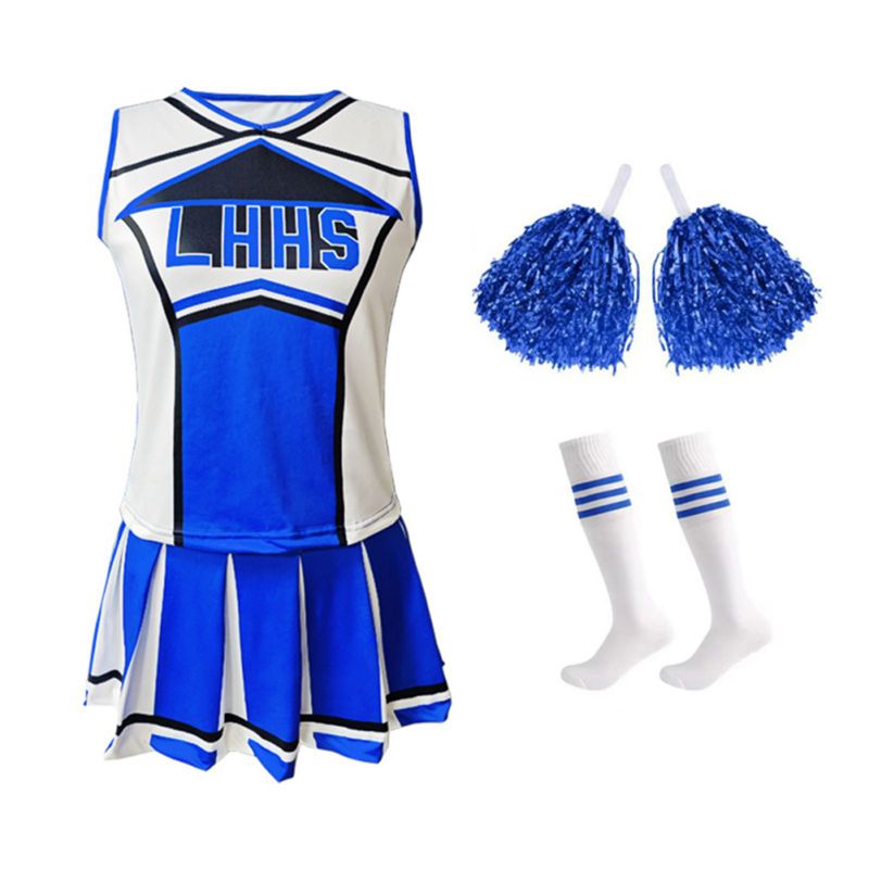 女性用チアリーダーコスチューム制服衣装トップミニプリーツスカ - Cheerleading Pom Pom のレビューと価格