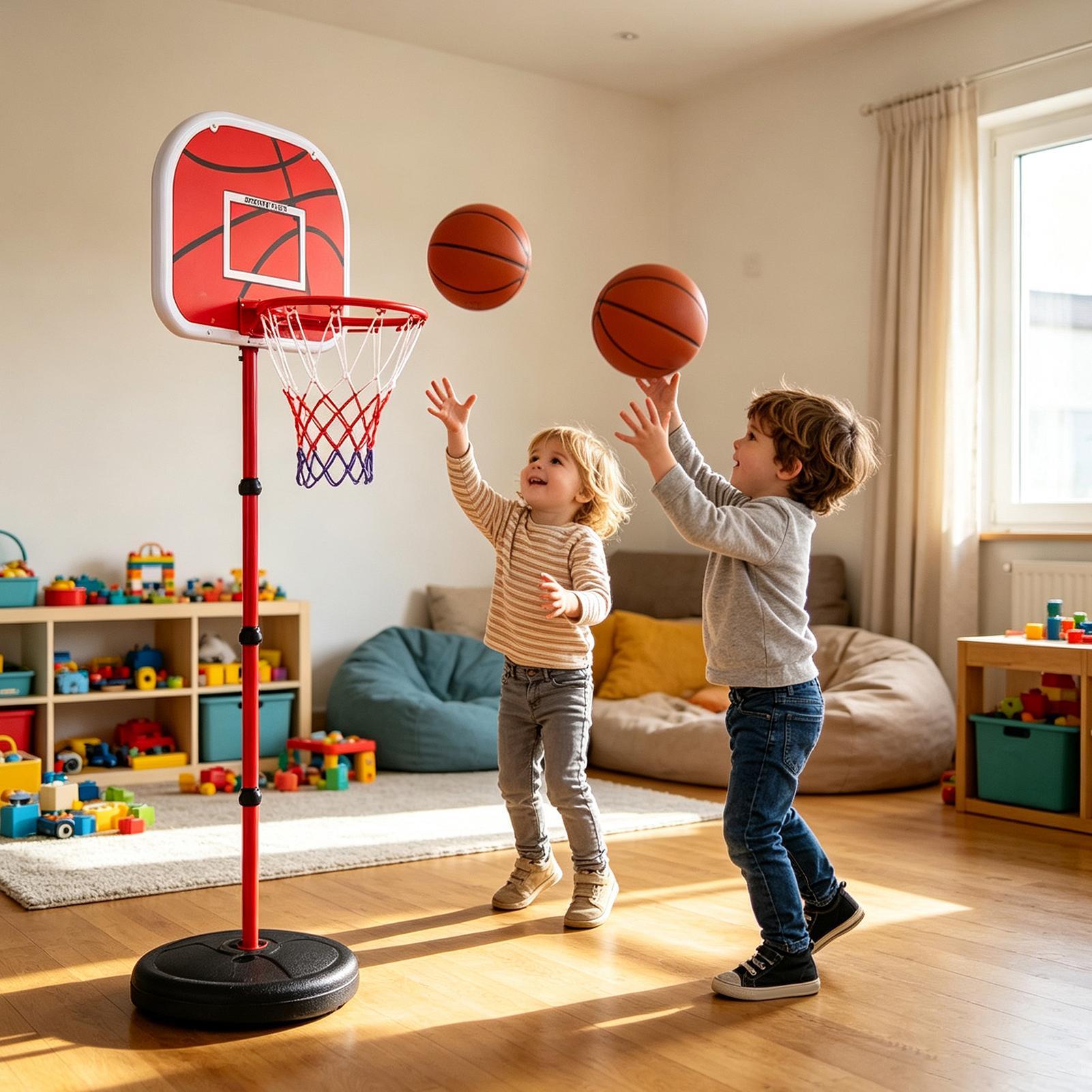 バスケットボールフープとスタンド子供用3ボールポンプ付きポー - Sports Equipment For Kids のレビューと価格