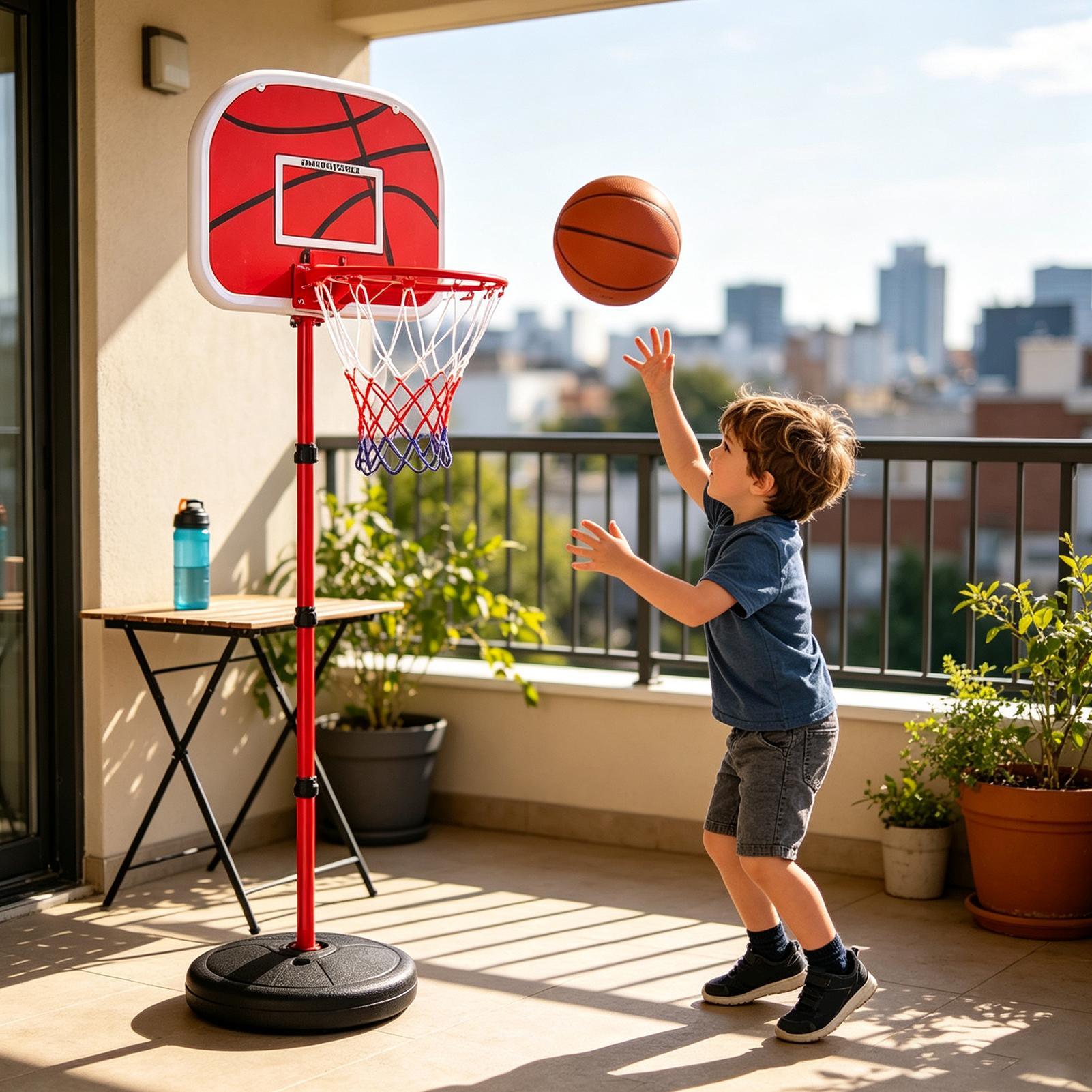 バスケットボールフープとスタンド子供用3ボールポンプ付きポー - Sports Equipment For Kids のレビューと価格