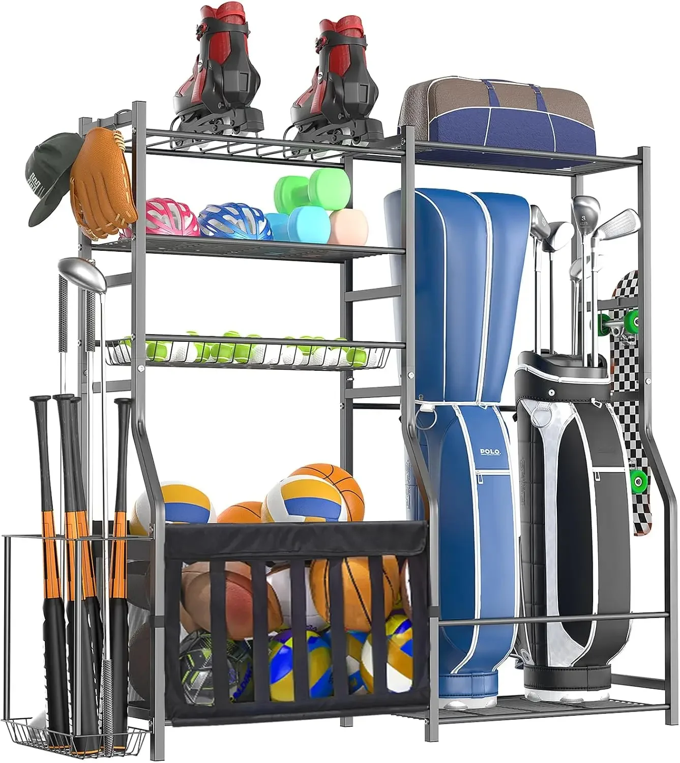 頑丈なガレージスポーツ用品オーガナイザー、オールインワンゴル - Sports Equipment Garage Organizer のレビューと価格